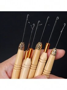 Micro Threader, Carbonized Wood Handle Threader, Threader Needle, Lead Wire Hair Beads Decor, Halloween - Multicolor - View 5