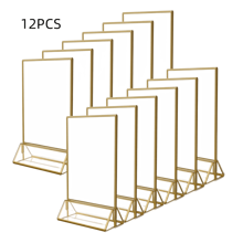 12PCS/6PCS/3PCS Acrylic Menu Card Holders, Transparent Acrylic Table Number Stands With Golden Frames, Double-Sided Golden Photo Frames, Ideal For - Wedding, Engagement Party, Anniversary, Birthday, Bridal Shower, Graduation, Corporate Event Or Any Special Occasion! - Multicolor - View 15