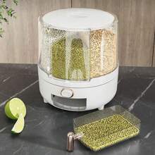 360° Rotatable Cereal Grain Rice Sealed Storage Container Box Dispenser Large Organizer Tank Kitchen - White - View 6