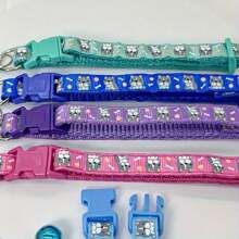 Personalized Pet Collar With Bell - Custom Engraved Cat & Small Dog Collar, Durable PP Material, Adjustable, Cartoon Dog Pattern Design, Ideal Pet Gift - Multicolor - View 3