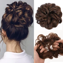Messy Bun Hair Piece, Wavy Curly Synthetic Hair Scrunchie, Ponytail Hair Extension With Elastic Band, Suitable For Women's Daily And Party Hairstyles, Available In Black, Gold And Mixed Colors, Halloween - Multicolor - View 13