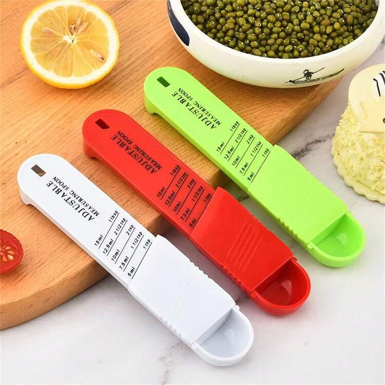 Adjustable Plastic Measuring Spoon With Scale, Seasoning Powder Milk Coffee Measuring Cup - Multicolor - View 2