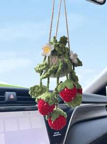 1 件装汽车植物悬挂装饰后视镜吊坠，创意汽车内饰草莓和藤蔓装饰 - 綠色 - 查看 2
