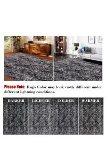 Modern Geometric Rug Low Pile Non-Shedding Rug Distressed Printed Rug Anti-Stain Non-Slip For Office Bedroom Living Room