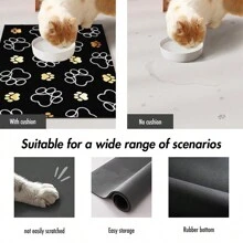 1 件速干爪印宠物喂食垫，易于清洁的宠物碗垫，适合所有季节的狗和猫，宠物笼垫 - 彩色 - 查看 3