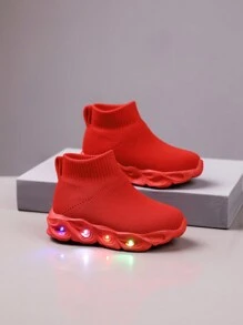 Dziecięce buty do biegania z siateczki i światła LED - Czerwony - Zobacz 5