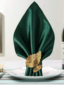 6pcs Leaf Design Napkin Ring, Minimalist Stainless Steel Napkin Holder Ring For Dinner Table - Gold - View 2