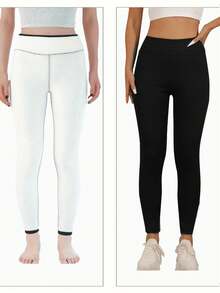 1pc Women Outdoor Sports Thick Plus Fleece Thick Leggings, High Waist Skinny Fit Stretchy Pants, Winter