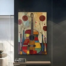 Abstract Guitar Canvas Wall Art,  Decorative Painting,  Ideal For Home And Office Decor, Unique Gift For Family Members - Unframed - View 4