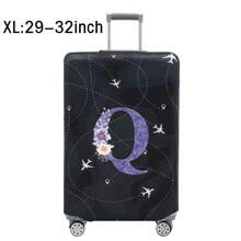 Luggage Cover Travel Case Cover For 18 To 32 Inch Luggage Protector Cases For Men Women Outdoor Holiday Travel Essentials Accessories Polyester Suitcase Elastic Dust Covers Fashion Initial Name A To Z Purple Flower Letter Print Toiletry Bag Wash Bag Toiletry Travel Bag Makeup Storage Beach Beach Bag Vacation Holiday Essentials School Supplies Travel Essentials Ladies For College Dorm Bathroom Bag For School School Accessories School Stuff - Black - View 26