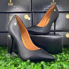Women's Pointed Toe Pumps High Heel Vizzano Luxury Elegant Formal Shoes Women Stilleto Patent Leather - ĐEN/PUPPIN - Xem 1