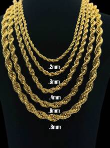 Cadena torzal para hombre en oro laminado 45 cm - Amarillo Oro - Ver 2