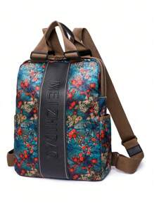1 pieza Mochila de gran capacidad con estampado floral para mujeres, portátil y ligera, adecuada para adolescentes, mujeres, estudiantes universitarios, niños y hombres, ideal para la universidad, actividades al aire libre, viajes, picnics, compras y talla grande. Esta mochila tiene una gran capacidad, es conveniente de llevar y cuenta con un diseño de correa para equipaje, adecuada para adolescentes, mujeres, estudiantes universitarios, jóvenes profesionales y trabajadores de oficina, una opción ideal para volver a la escuela, el primer día de universidad, escuela secundaria, trabajo, negocios y transporte. - Multicolor - Ver 1
