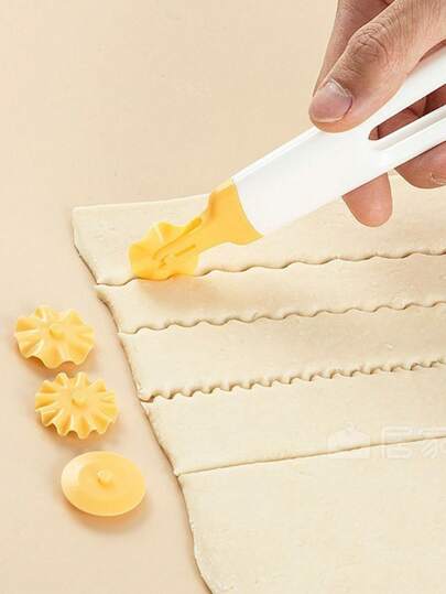 1 pieza Cortador de masa multifunción 4 en 1, rueda de corte con diseño de flor, cuchillo de cocina para dar forma, cortador de pizza, cortador de masa de tarta