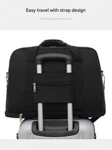 1 件大容量轻便可扩展行李袋，配有可调节肩带和手柄，多隔层旅行袋，带行李带设计的行李袋，旅行必需品，便携式储物袋