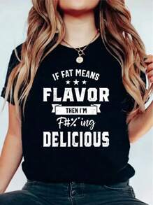 Flavorful & Fun 'If Means Flavor' Graphic Tee - Women's Casual T-Shirt With Crew Neck, Short Sleeves - Perfect For Summer, Leisure Style