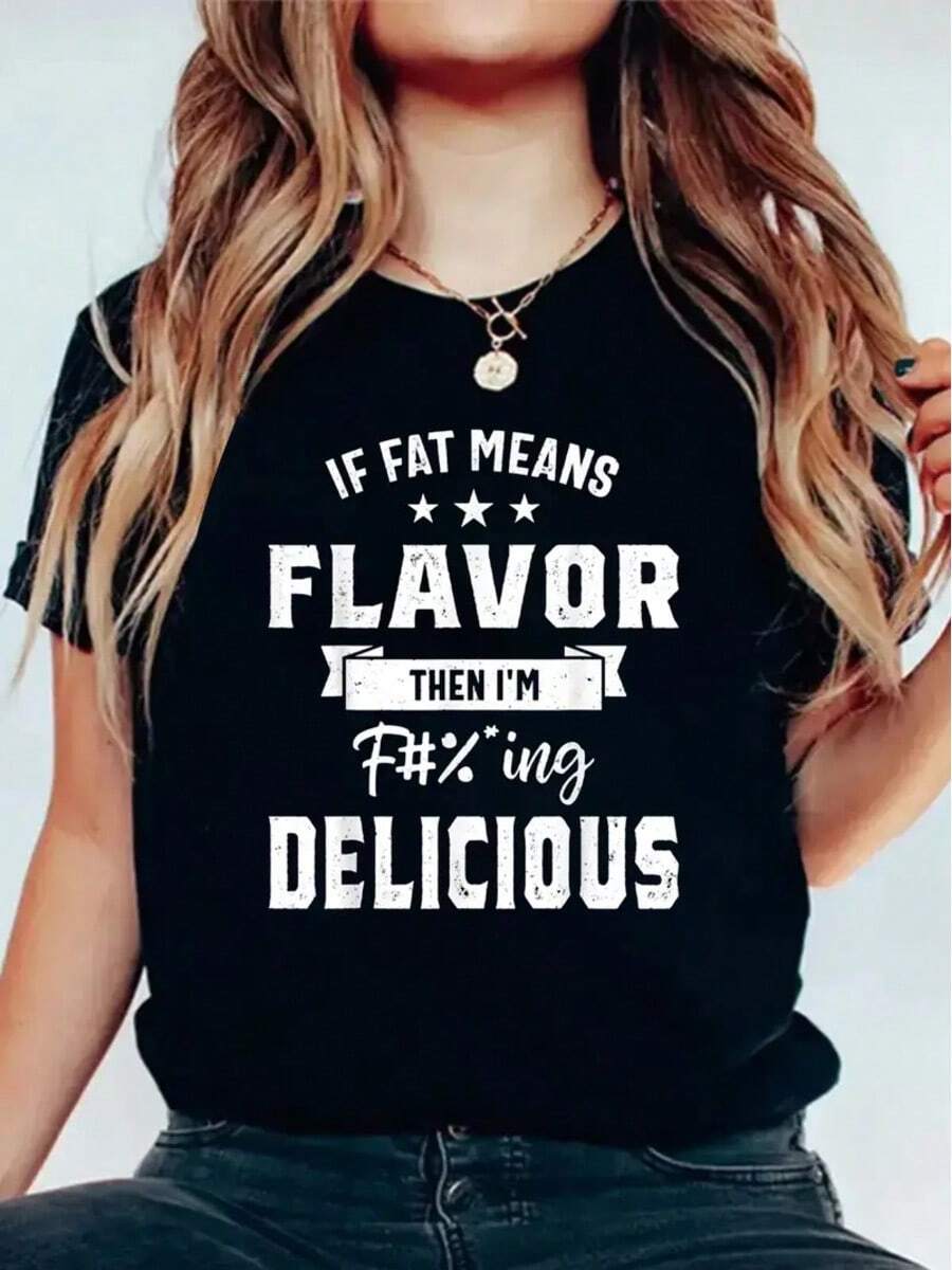 Flavorful & Fun 'If Means Flavor' Graphic Tee - Women's Casual T-Shirt With Crew Neck, Short Sleeves - Perfect For Summer, Leisure Style