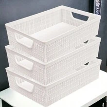 Kit 3 Stackable Plastic Organizer Baskets 2 Liters Kitchen Bathroom Kitchen - الأبيض 2 - مشاهدة 1