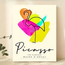1pc Wooden Framed Flamingo Canvas Painting Thickness High Quality Wall Art Prints Poster Direct Hanging Wall Picture Decor For Home Gifts, Gift, Living Room, Bathroom, Bedroom, Kitchen
