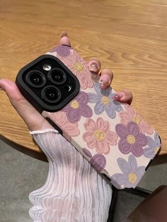 Flower Phone Case 1pc Soft Floral Painting Pattern Phone Case, Compatible With Apple And Models Waterproof Shockproof Anti-Fall Scratch Resistant