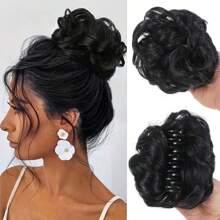 Synthetic Chignon Messy Bun Claw Clip In Hair Piece Wavy Curly Hair Bun Ponytail Extensions Scrunchie Hairpieces For Women