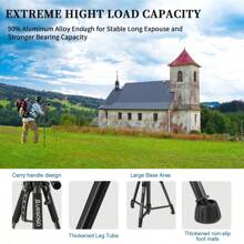 60 Inch Professional Camera Tripod Kit - Sturdy, Portable, With Carry Bag And Phone Holder For Canon, Nikon, And Smartphones - Black - View 4