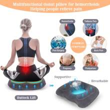 Inflatable Hemorrhoid Pillows, Donut Pillow For Tailbone Pain, Adjustable Inflatable Seat Cushion For Bed Sores, Postpartum Pregnancy, Car Seat, Airplane, 17.7'' X 15.4'' X 4.3'' - Xám - Xem 4
