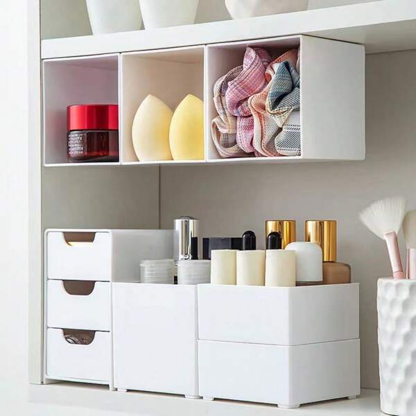 [ Gran valor recomendado ] Caja de almacenamiento de cajón de tres capas, caja de almacenamiento de joyas y cosméticos, caja de almacenamiento de escritorio de alta estética, [ 1 pieza ] Gabinete de espejo de pared de tres capas, caja de almacenamiento del lavabo del baño "De vuelta a la escuela" "Útiles escolares" "El Festival de Primavera" "Día de San Valentín"