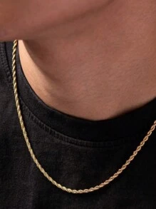 Cadena torzal para hombre en oro laminado 45 cm - Amarillo Oro - Ver 5