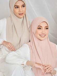 1 件刺绣个性化全颈罩围巾内盖头巾帽女士帽子伊斯兰弹性头巾头巾帽，母亲节礼物 - 彩色 - 查看 2