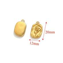 5 件 304 不锈钢 18k 镀金复古玫瑰吊坠项链手链带心形 DIY 配件，叶子吊坠 - 花 - 查看 11