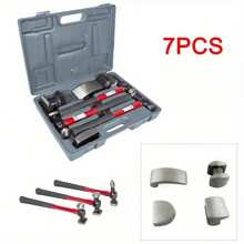 7X Hammers Car Auto Body Panel Repair Tool - Fibre Handles, For Effective Beating In Auto Body Work