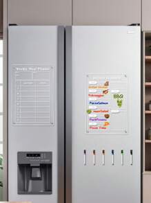 1pc Weekly Planner White 3D Magnetic Fridge Planner Board, Erasable Minimalist Acrylic Memo Board (Comes With 6 Magnetic Whiteboard Pens)