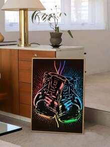 Abstract Neon Boxing Gloves Canvas Art,Portrait Orientation, Sports Gym Wall Painting,Canvas Wall Art,Wall Decoration,Artwork Decoration,Suitable For Living Room,Bedroom,Bathroom,Office Wall Decoration,Restaurant, Bar, Cafe,Mall Artwork Decoration,No Frame