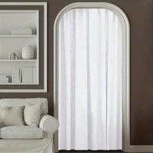 1pc Elegant Gray & White Blackout Curtain, Beige & Gray Divider Door Panel, Bathroom Shower Curtain - Black Backing, Thick, Rod Pocket Design, Suitable For Kitchen Divider, Privacy And Thermal Insulation In Living Room, Bedroom And Office - White Gray - View 5