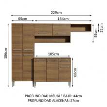 Cocina Integral Modular Madesa Emilly Top 229cm Color Marrón