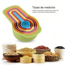 Juego De 6 Cucharas Medidoras De Plástico Arcoíris Tazas Medidoras Y Cucharas Apilables Utensilios Para Hornear Herramientas De Cocina - Multicolor - Ver 11