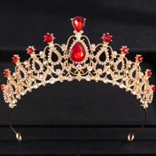 Coroa Princesa Diadema de Cor Dourada com Strass para Noiva, Tiaras e Coroas para Mulheres, Acessórios de Cabelo para Casamento, Festa, Joias, Presentes de Diadema - cor - Visão 5