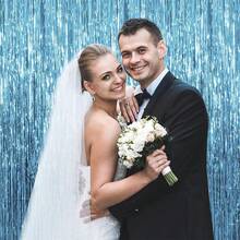 Foil Curtain Backdrop Silver Metallic Tinsel Foil Fringe Curtains Photo Booth Props For Birthday Wedding Engagement Shower Bachelorette Christmas Holiday Celebration Party Decorations