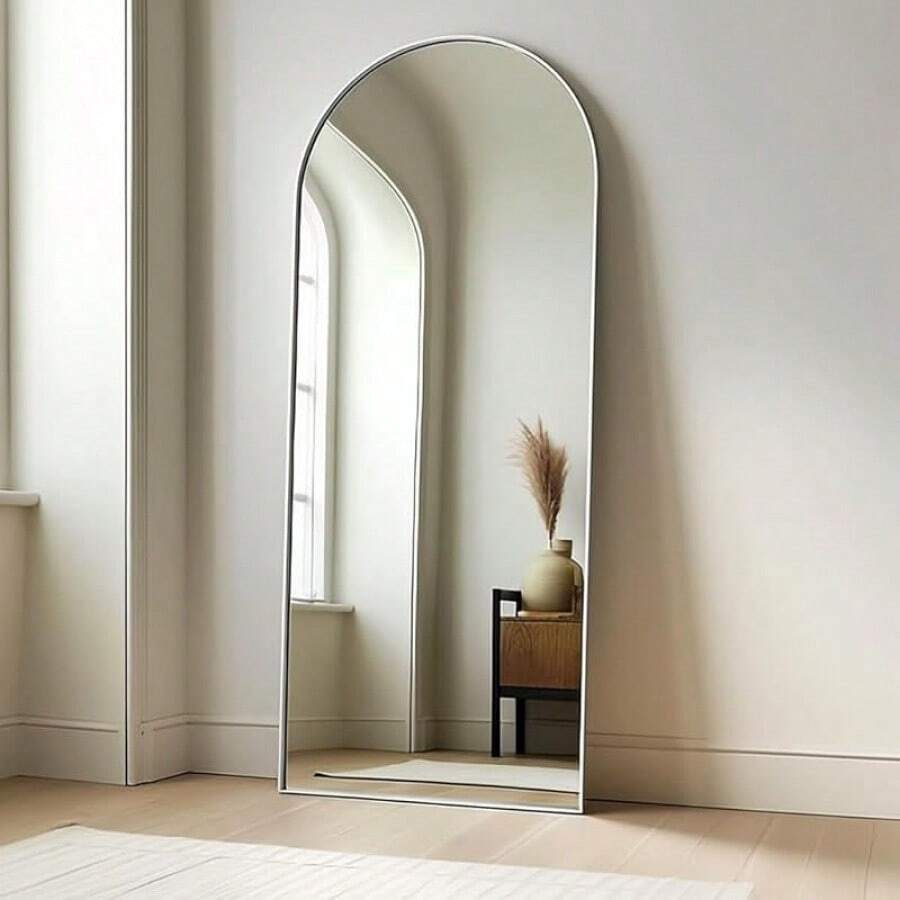 64''x21'' Arched Full Length Mirror With Stand, Full Body Mirror, Mirror Full Length, Gold Floor Mirror Freestanding, Wall Mounted Mirror For Bedroom Living Room Cloakroom, Gold Gifts - 白色 - 查看 1