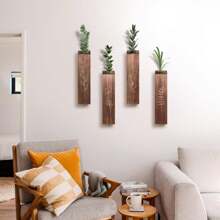1 pieza Jarrón de pared de madera montado para flores secas, maceta inclinada creativa de plantas falsas, jarrón de bolsillo, adecuado para casa de campo, dormitorio, sala de estar, baño, patio, jardín, accesorio de decoración del hogar, decoración de habitación, jarrón de vidrio
