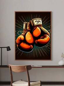 Abstract Neon Boxing Gloves Canvas Art,Portrait Orientation, Sports Gym Wall Painting,Canvas Wall Art,Wall Decoration,Artwork Decoration,Suitable For Living Room,Bedroom,Bathroom,Office Wall Decoration,Restaurant, Bar, Cafe,Mall Artwork Decoration,No Frame