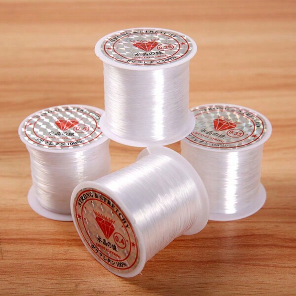 1pc/6pcs Carretel Elástico Alto Transparente – Cordão Forte e Elástico para Contas e Fabricação de Joias DIY – Passe Contas, Cristais ou Argila Nesta Corda de Nylon para Criar uma Pulseira Colar Tornozeleira Anel