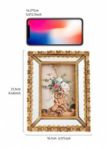 1 件复古金色花卉图案树脂相框，仿古风格金色桌面装饰相框，暖金色家居桌面装饰相框，适合照片展示和摄影装饰 - 彩色 - 查看 10