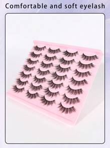 14 pares de pestañas postizas de estilo ojo de gato alargado, densas y gruesas, con aspecto natural de 16mm