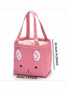 1 件可爱卡通户外野餐午餐冰袋手提袋，帆布隔热防水手提袋