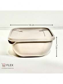 Set Of 8 Plastic Pots - 1 Liter Square - Tapoer - Food Organizer - Microwave And Freezer - 軍綠色 - 查看 3