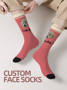 1 双定制脸袜子、定制照片袜子、定制印花袜子、个性化搞笑脸袜子、定制图片袜子、袜子上印任意脸、周年纪念礼物、秋季