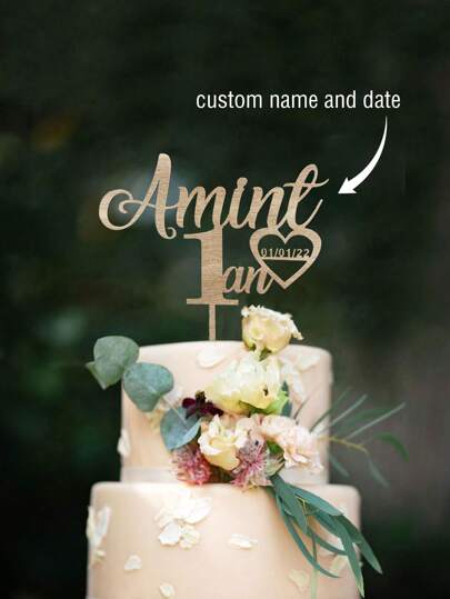 Personalized Name And Date Happy Birthday Cake Topper Custom Gifts Children's Birthday Cake Topper, Birthday Cake Topper Party Decor, Multi-Functional, Ornamental, Anti-Mold, Adorable, High-Quality, Cute, Custom, Personalized, Unique, Her, Girlfriend, Family, Friends, Son, School Students, Workers, Kids, For Anniversaries, For Birthdays, For Weddings, For Graduation, For Housewarming,Brunch-Ready,Customized Cake Topper,Warm Ambience