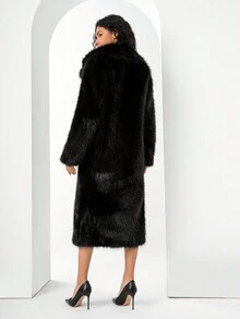 Women's Luxury Colorblock Striped Faux Fur Coat, Autumn/Winter